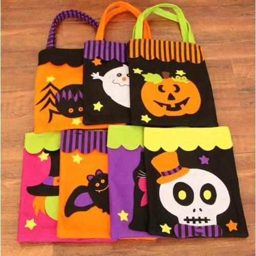 50pcs Halloween Non-woven bags Cotton Ghost Candy Gifts Bag Children Party Pumpkin Bag Halloween decorations props SN2060