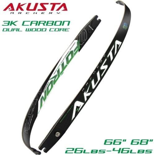 Akusta Recurve Bow Limbs ILF Limbs 66/68" 26lbs-46lbs Dual Wood Core With 3K Carbon Performance Target Bow Limbs Shooting