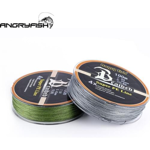 ANGRYFISH Diominate PE Line 4 Strands Braided 100m/109yds Super Strong Fishing Line 10LB-80LB
