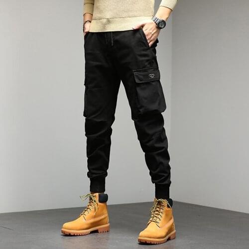 Men Winter Outdoor Fitness Jogging Black Cargo Pants Men Autumn Fashion Casual Cotton Loose Sports Pants New Product Big Code