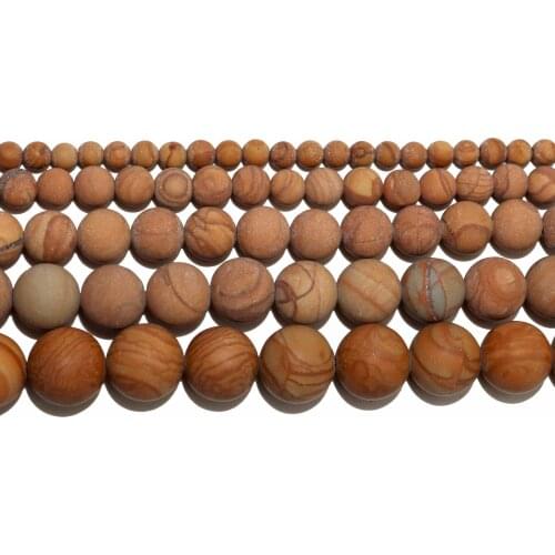 Dull Polish Matte Natural Stone Wood Stripe Round loose Beads 4 6 8 10 12 MM Pick Size For Jewelry Making DIY Bracelet Material