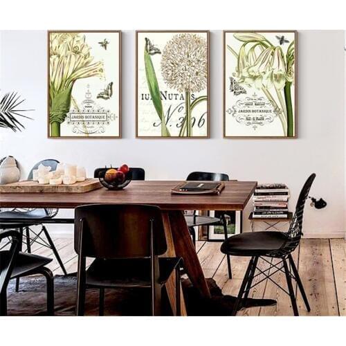 HAOCHU Retro Flowers Pictures France Paris Jardin Botanique Wall Art Landscape Living Room Hanging Canvas Painting No Frame