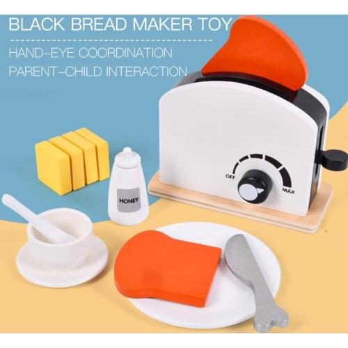 Childrens Fun Wooden Kitchen Simulation Educational Toys Childrens Kitchenware Set Bread Machine Set Toys