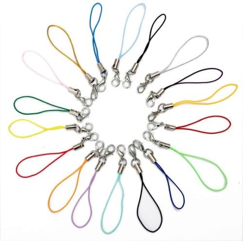 Hot Fashion 100Pcs Multiple colour Lobster Clasp Lanyard Strap Cord Mobile Straps Charms Key Ring Chain For DIY Jewelry Findings