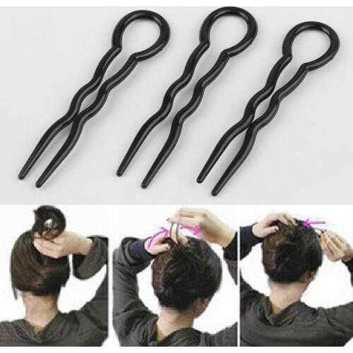 Hot Hair Styling Accessories 3pcs Fashion Chic Women Handmade Black Hair Fork Pick Pin