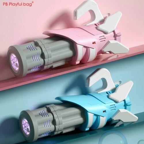 Playful bag 2021 new Gatling bubble machine Handheld bubble gun Electric Music led bubble toys Children outdoor toys AB81