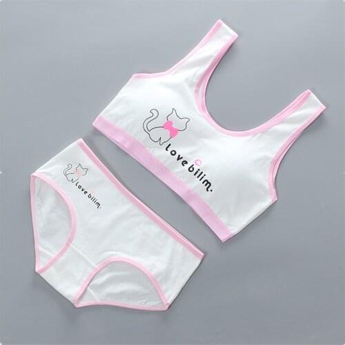 2019 Teenage Girls training Bra Cartoon Underwear Bras For Kids Cotton Baby Clothing Wireless E0004