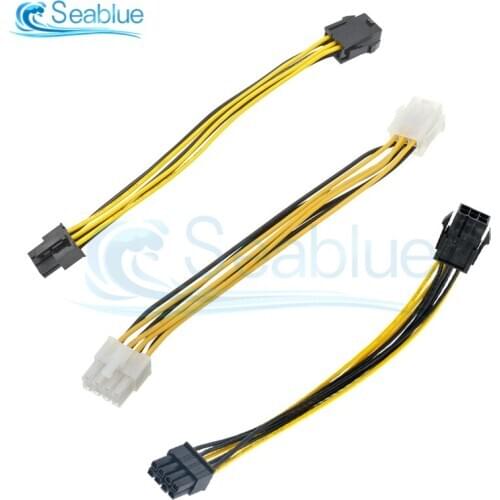 20cm PCIe 6 Pin to 8 Pin Power Adapter Cable 6 Pin to 6 Pin/4Pin to 8 Pin PCIe Power Cord For PCI-e Video Cards