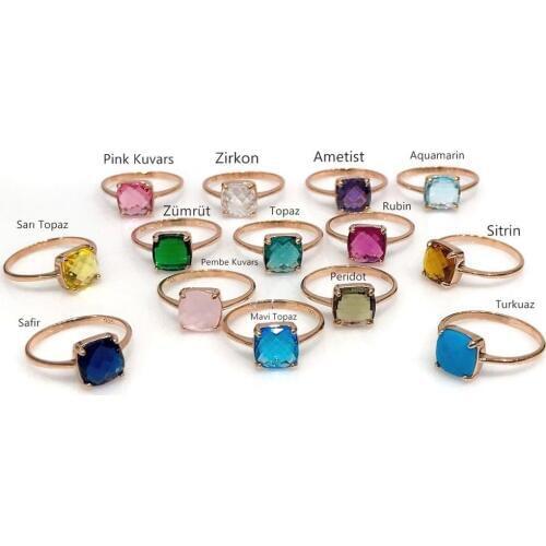 Baget Tiny Natural Stone Seçenekli Top Quality Silver Ring