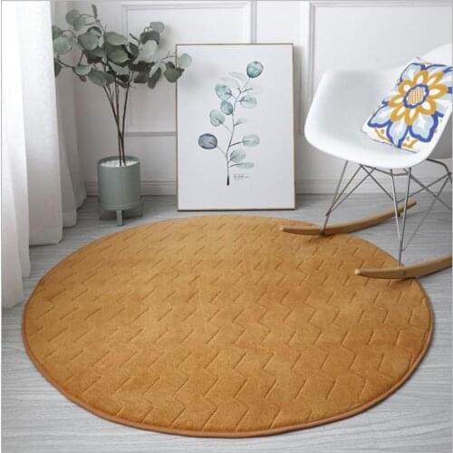 Round Carpets For Living Room Non-slip Thick Coral Velvet Bedroom Decor Rug Gray Modern Home Solid Color Childrens Floor Mat