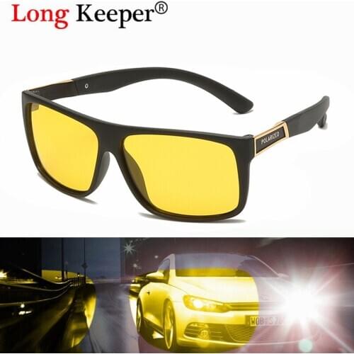 LongKeeper Unisex TR90 Night Vision Driver Goggles Sun Glasses Car Driving Sunglasses UV400 Anti-glare oculos Accessories