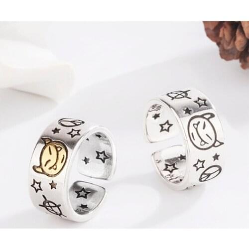 Sole Memory Cute Mini Devil 925 Sterling Silver Female Resizable Opening Rings SRI884