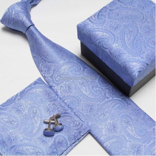 HOOYI 2019 neck tie set for man business necktie cufflinks Handkerchiefs wedding gift box party