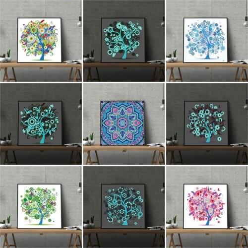 Huacan Diamond Painting Kit Luminous Special Shaped Diamond Embroidery Sale Tree Mosaic Handmade Gift