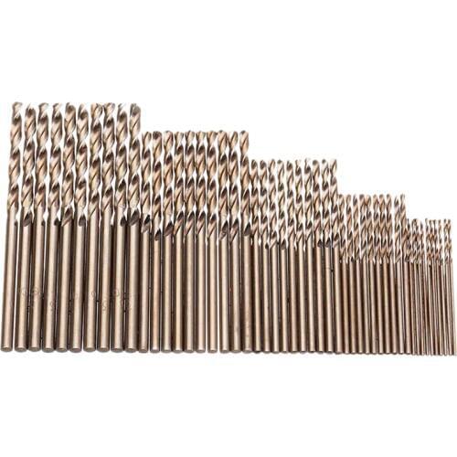 50Pcs Drillforce Tools M35 Cobalt Drill Bit Set,Hss-Co Drill Set 1-3Mm,For Drilling On Hardened Steel, Cast Iron&Stainless Steel