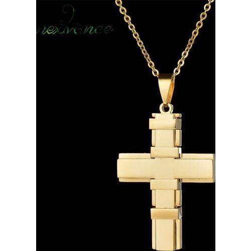 Nextvance High Polished Gold Juses Cross Pendant Necklaces Stainless Steel Big Crucifix Chain Necklace Jewelry For Women Men