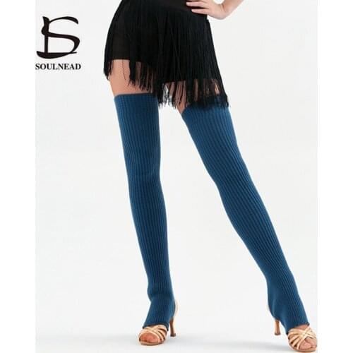 Autumn Winter Women Latin Socks 75cm Long Section Knitting Ballet Dancing Socks Knee Warm Female Fitness Yoga Exercising Sock