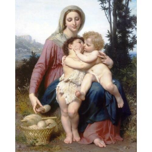Wholesale painting # good quality # TOP Art # Madonna Virgin Mary with babys print canvas oil painting -free shipping cost