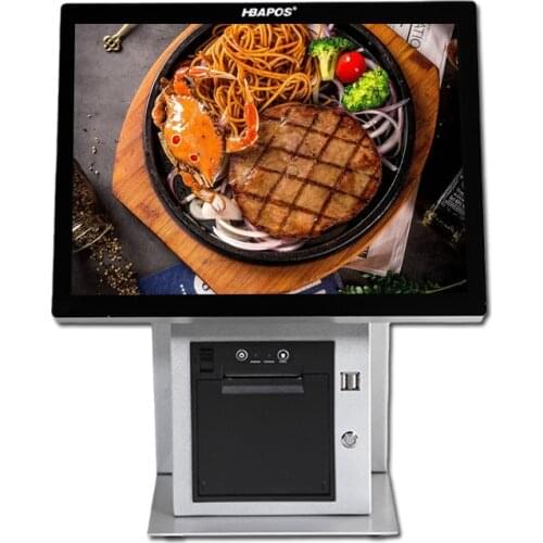 Pos System 15 Inch Capacitive Single Touch Screen Cash Register Built-in 80mm Thermal Receipt Printer Hardware for Supermarket