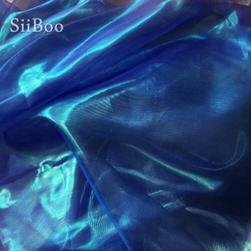 Korean style red white royal blue gold color transparent organza fabric for graduation design garments tissu organza SP6028