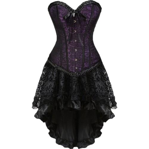 Plus Size Corsets Dress With Skirt Costumes Vintage Striped Lace Up Corset Bustier Shaper Corselet For Women Body sculpting suit