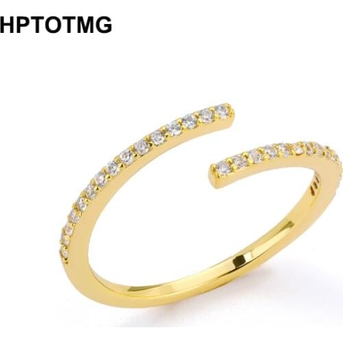 Zircon Adjustable Rings for Women Stainless Steel Office Lady Style Gold Rings 2021 Trend Trinket Fashion Jewelry Birthday Gifts