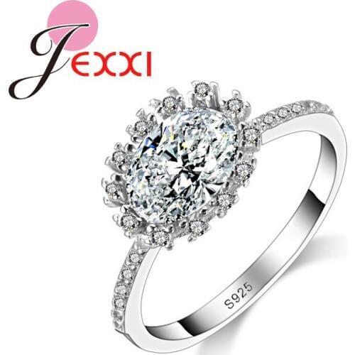 Luxury Big Shiny Crystal Mosaic Wedding Rings Fashion Stamp Silver Jewelry Propose Marriage Gifts For Beloved Women
