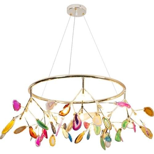 Modern Nordic Designer Pendant Lights Colorful Agate Hanging Lighting For Living Room Bedroom Hotel Decoration Art droplight