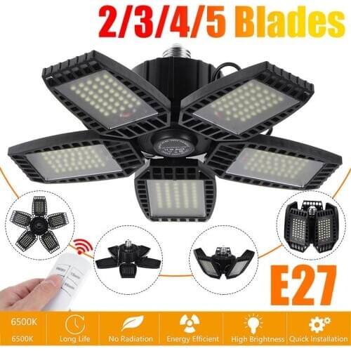 LED Garage Lights 300W E27 Garage Ceiling Light Adjustable Work Light Bulbs with 2/3/4/5 Panel Led Shop Lights+Remote Control