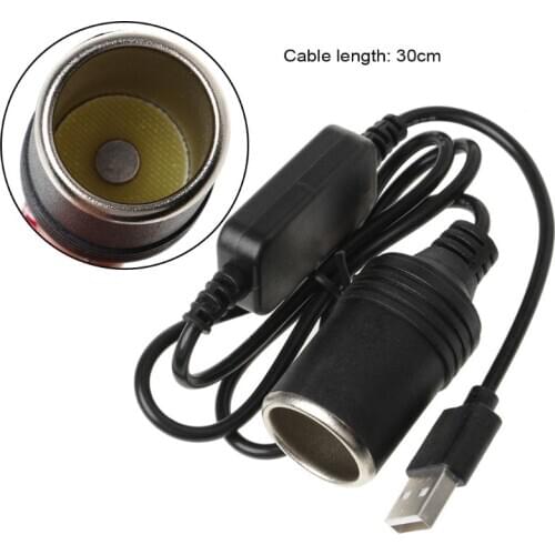 USB 5V To 12V Car Cigarette Lighter Socket Female Power Converter Adapter Cable 30cm for DVR GPS Dash Camera