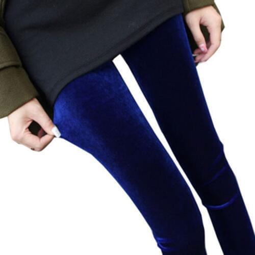 Lady Spring Autumn Warm Women Leggings Outer Thin Velvet Fabric Patchwork Pencil Leggings Shiny Elastic Ankle Length Trouser