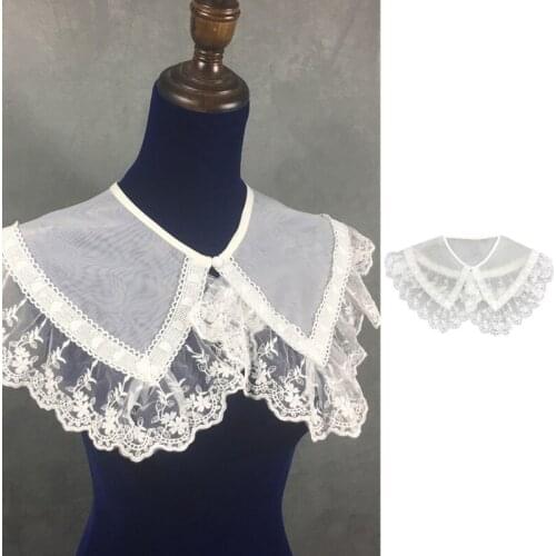 Women Elegant Lace Fake Collar Breathable Summer False Collar White Ornamental Collar Necklace Dress Shirt Collar Shawl