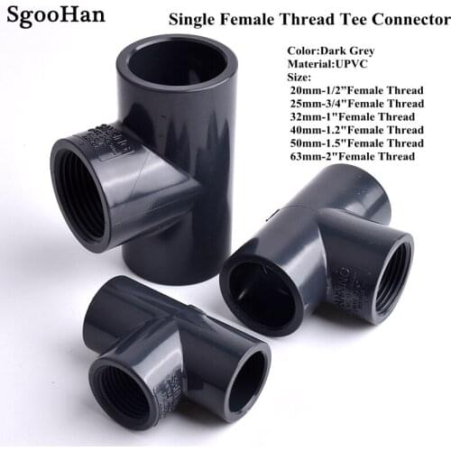 1/2"~2" Single Head Female Thread Tee Scket Joint Irrigation System Plastic UPVC Pipe 3 Way Tee Aquarium Fish Tank Connectors