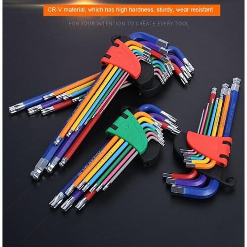 1.5mm-10mm Color Coded Ball-End Hex Allen Key L Wrench Set Torque Long Metric With Sleeve Hand Tools Bicycle Accessories