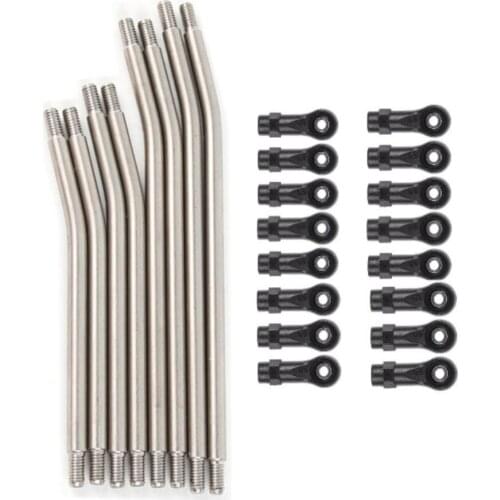 1set Metal Link Set Sturdy Vehicle Linkage 5mm Steering Rod with Nylon End for 1/10 RC Crawler Car Axial SCX10 II 90046