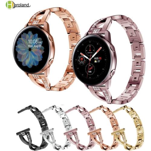 20MM wristband strap For Samsung Galaxy watch active 2 44mm 40mm Watch Band stainless steel Crystal for Amazfit GTR 42mm / GTS