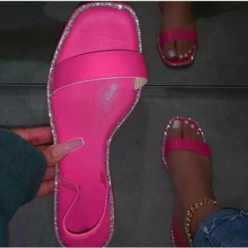 2021 summer women new fashion sexy flip flop rhinestone sandals outdoor all-match beach slippers home durable ms slippers