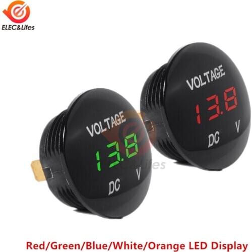 DC 5V-48V 3 Bits Mini Digital Voltmeter Round Waterproof LED Panel tester voltage Detector Volt Meter Gauge 5V 12V 24V