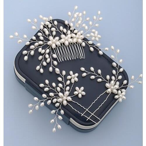 3PCS/Set Wedding Bridal Comb and Hairpins Simulated-pearl Women Hair Accessories Party and Ceremony Fashion Hair Jewelry