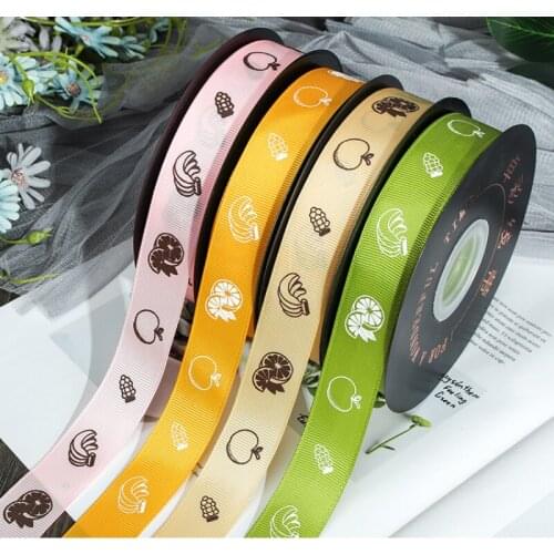 5 meters Grosgrain Ribbon Colorful Fruit Printed Ribbon DIY Cake Box Gift Bouquet Packaging Craft Hair Bow Material