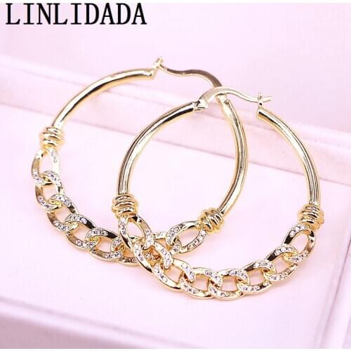 5Pair micro pave cubic zirconia Circle Hoop Earrings Female Ear Ring Statement Earring Tennis Chain Link Shaped Earrings