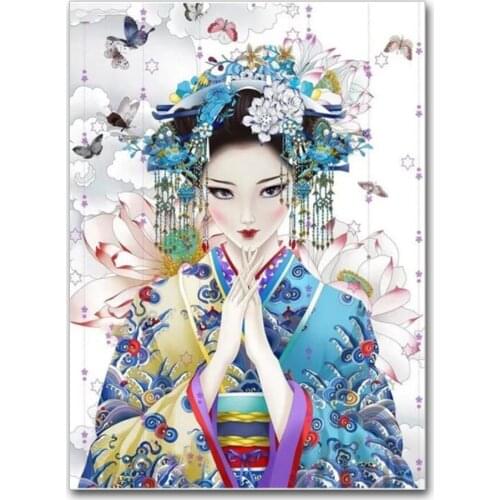 5D Diamond Embroidery Full Square Diamond Painting Fantasy japanese geisha woman Wallpaper Picture Of Rhinestones Mosaic Decor
