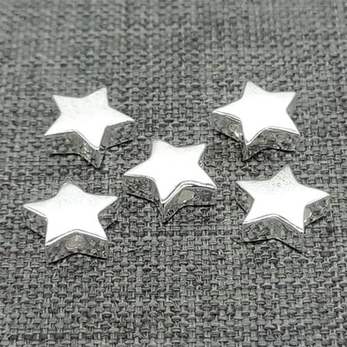 8 Pieces of 925 Sterling Silver Pentagram Star Beads for Bracelet Necklace