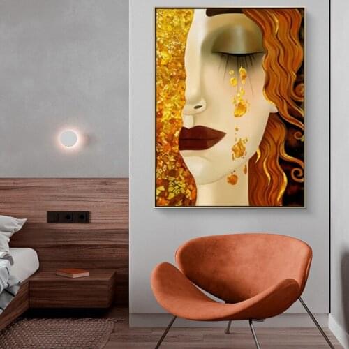 Abstract Kiss Tear Posters and Prints By Gustav Klimt Famous Canvas Paintings Modern Wall Art Pictures Cuadros for Living Room