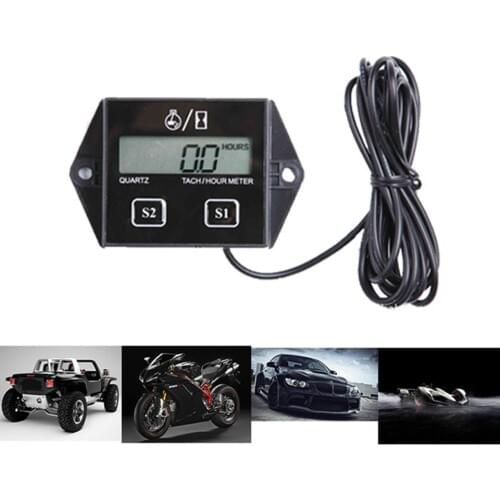 Lcd Digital Hour Meter Tachometer Tach Hour Meter Tachometer for Outboard Motor Lawn Mower Motocross Motorcycle Marine