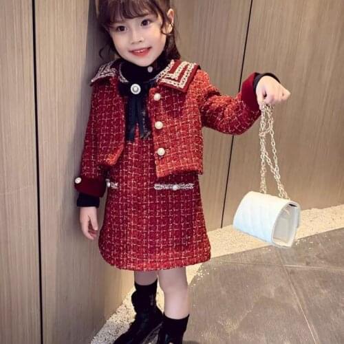 Children Woolen Outwear Korean Girls Thicken Snowsuit New Year Girls Blends Clothes Kids Teenage Windbreaker Coat With Jackets