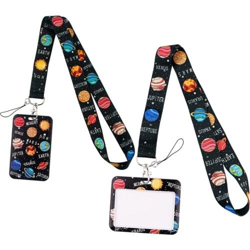 ER818 Creative Planets Lanyard Card Holder Student Hanging Neck Mobile Phone Lanyard Badge Subway Access Card Holder