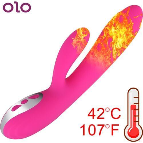 OLO G Spot Rabbit Dildo Heating Vibrator Clitoris Stimulator Vaginal Massager Female Masturbation Heating Sex Toy for Women