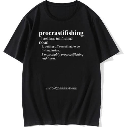 Mens Procrastifishing T Shirt Funny Fishing Gift for Dad Grandpa Fisherman Fish Cotton O Neck Men Clothing