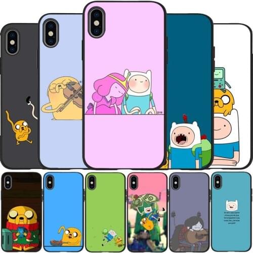Adventure Time black Silicone Phone Case For iPhone 12 XR XS Max 5 5S SE 2020 6 6S 7 8 PLUS X 11Pro Max 11 Cover